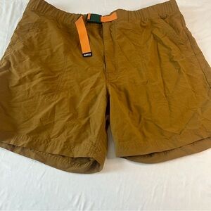 REI Co-op Sahara Amphib Athletic Shorts in Brown Ripstop Nylon with belt